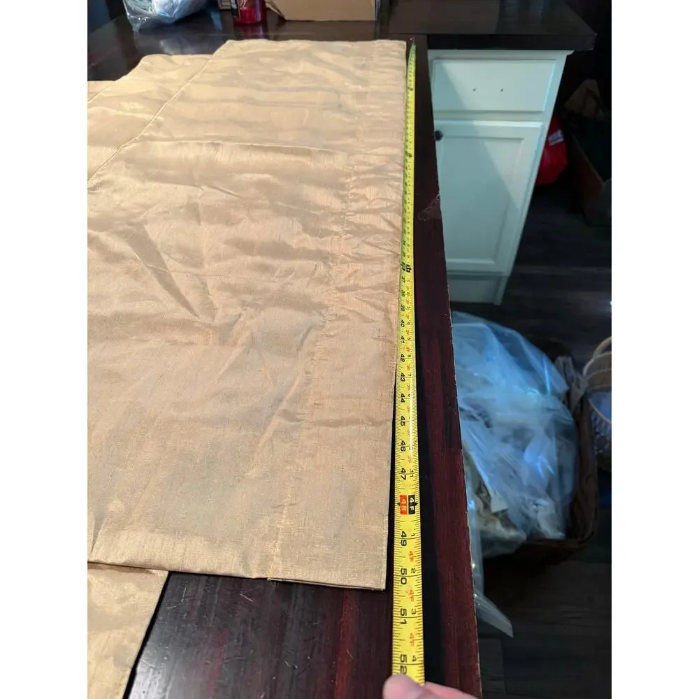 Faux Silk Champagne Gold Window Valances - 16x51 - Rod Pocket - Set of 4